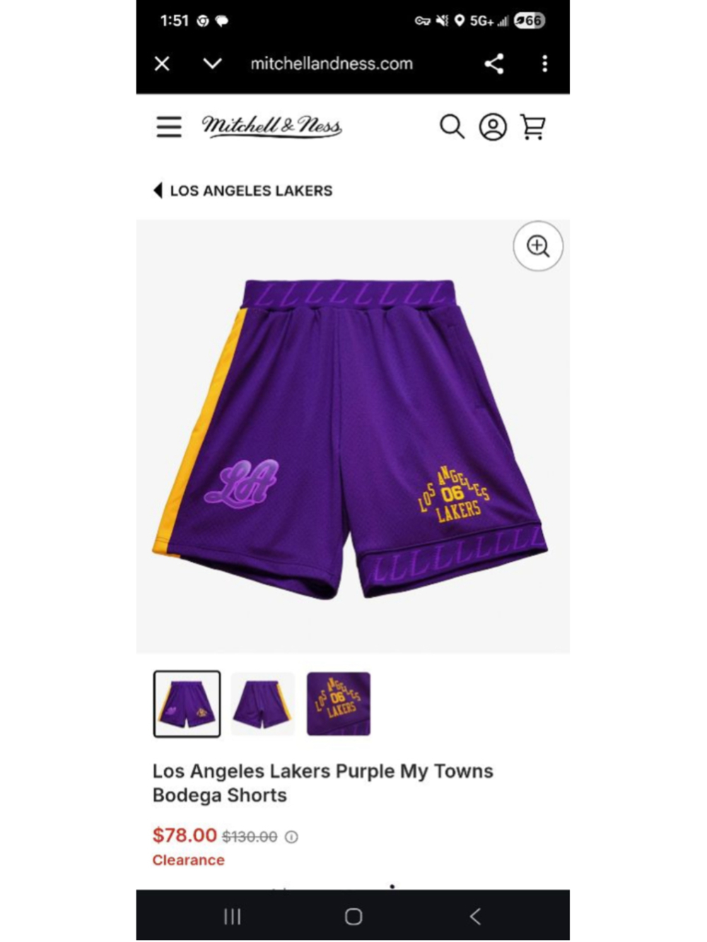 Men's Mitchell & Ness Lakers Purple Yellow Athletic Shorts